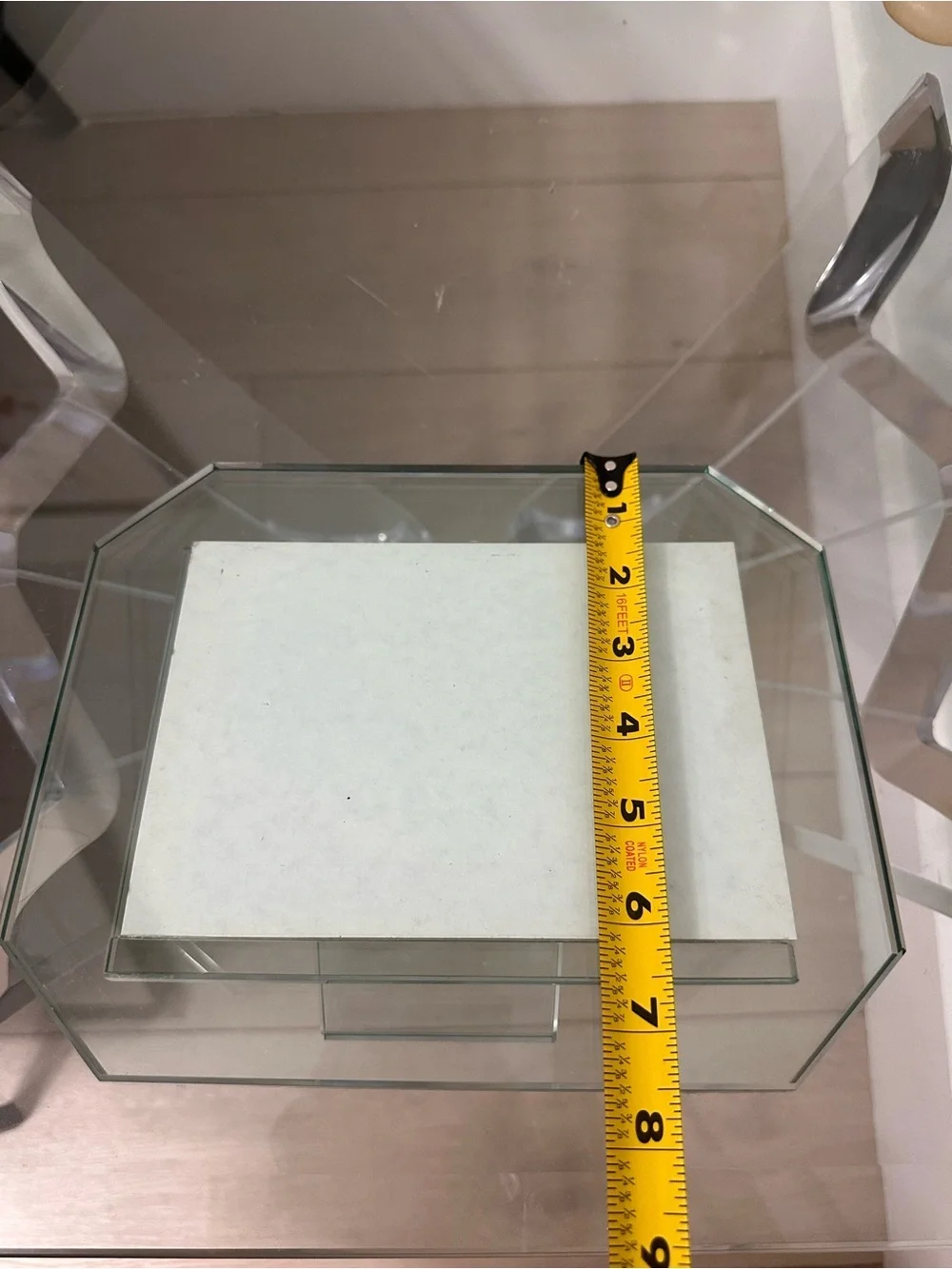 Sixtrees Moda 5x7 Heavy Glass Floating Photo Frame Pedestal Back Minimalist EUC